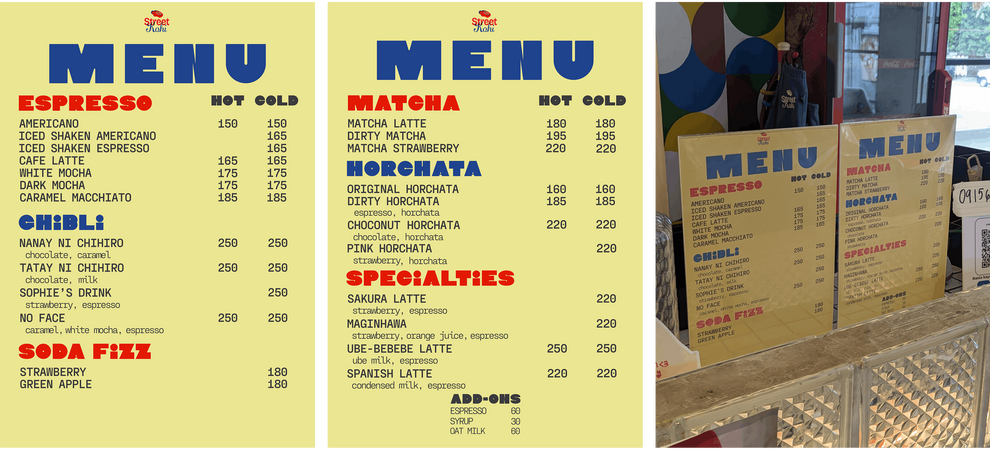 Street Kohi Menu